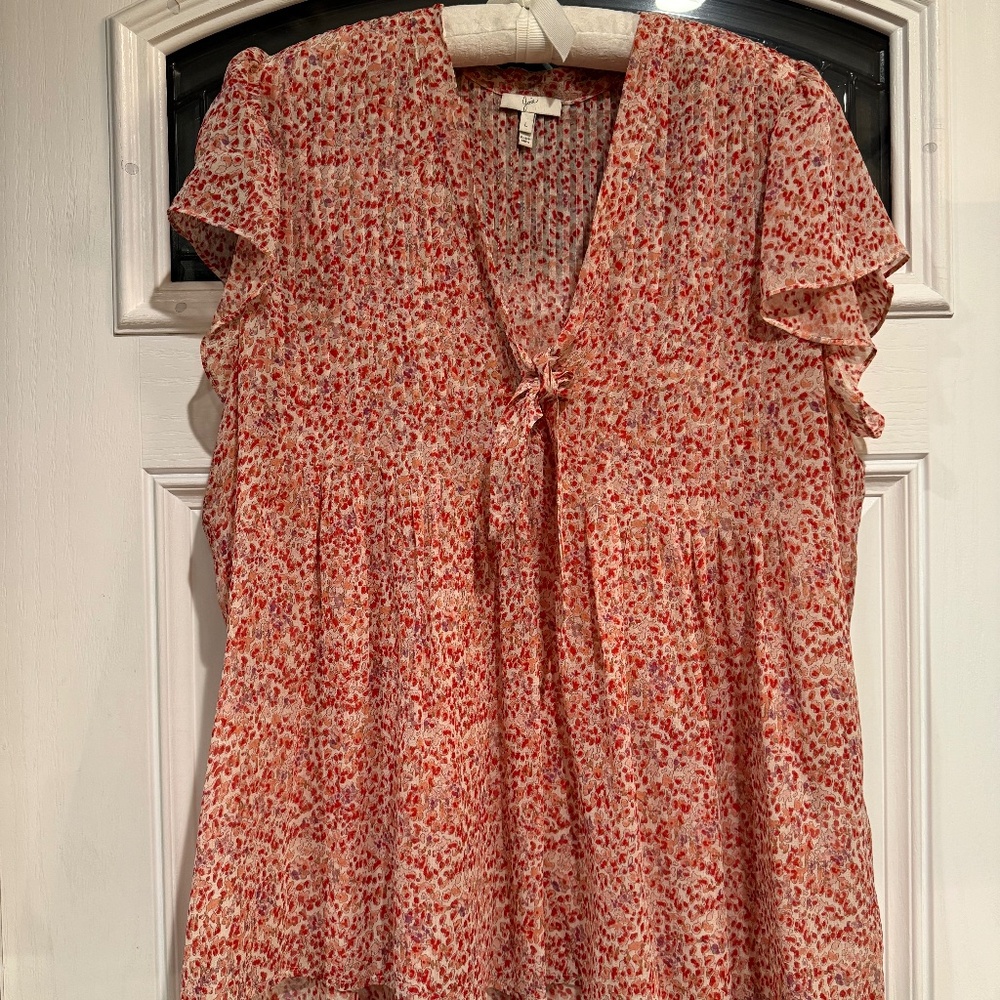 Joie Silk Pintuck Blouse, Large